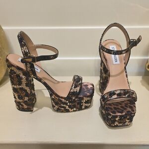 New Steve Madden Animal Print Platform Heels